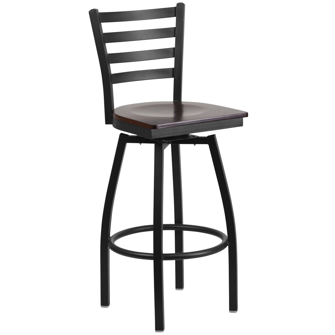 Emma and Oliver Ladder Back Swivel Metal Restaurant Dining Barstool